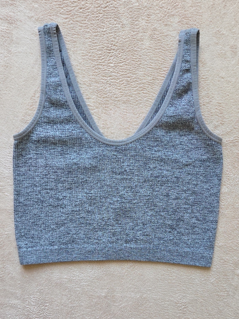 Colsie Seamless Ribbed Reversable Crop Bralette Gray Large